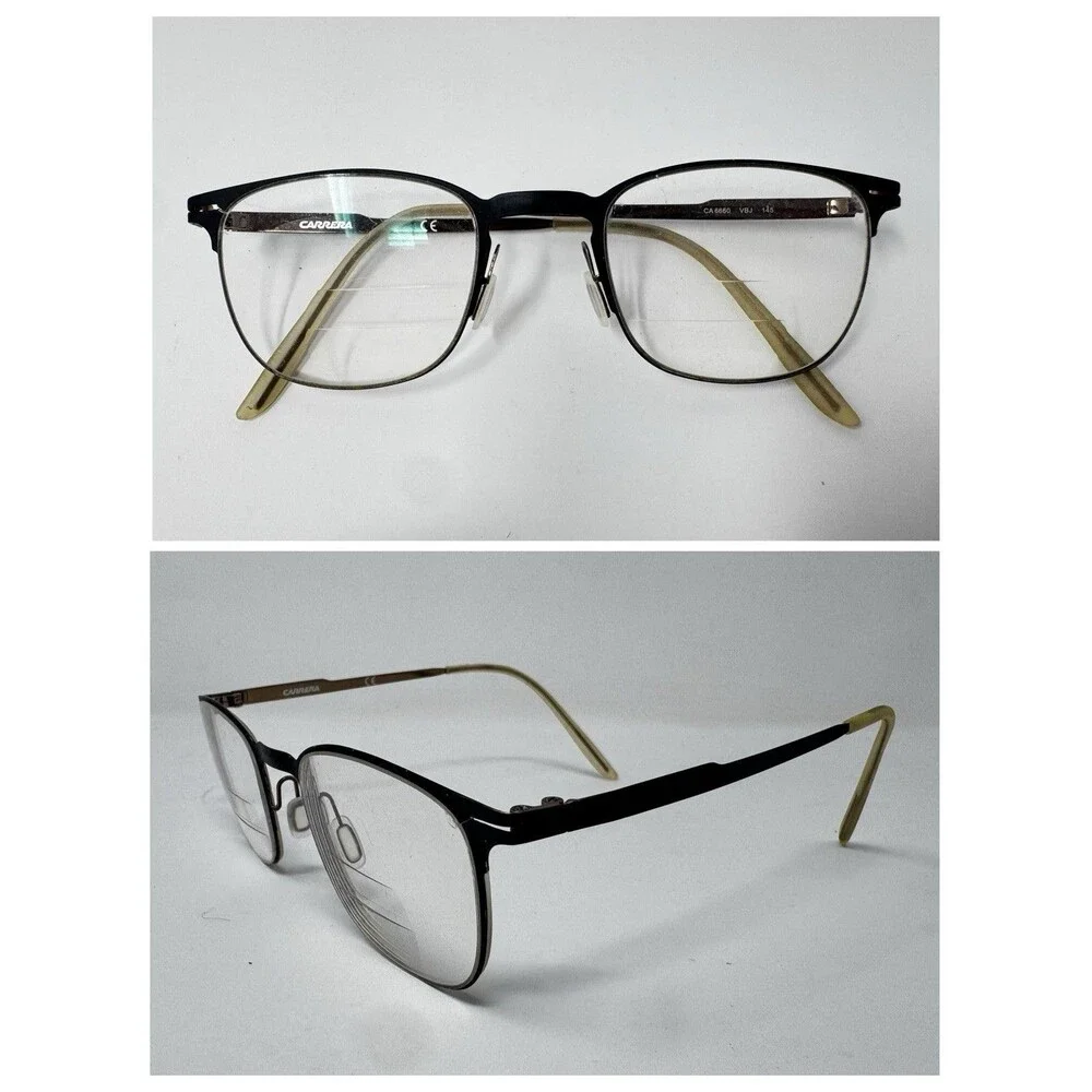 Carrera CA6660 VBJ Black Gold Eyeglass Frames 48-22-145 Authentic
